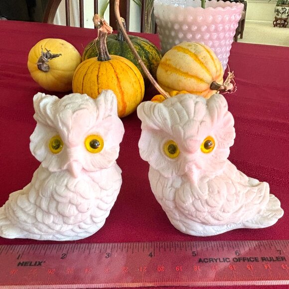 Vintage Pair Norleans White Alabaster Owls Handmade in Italy Figurine - Picture 12 of 12
